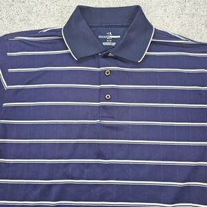 Grand Slam Polo Shirt Mens Medium Navy Blue Striped Golf Short Sleeve‎